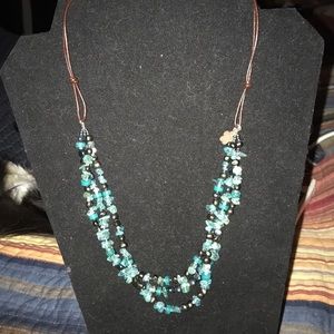 Leather and turquoise beaded necklace